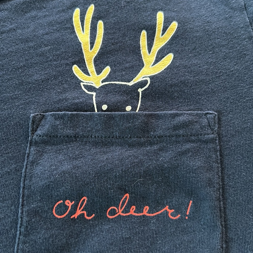 J Crew Mercantile Oh Deer! Navy Blue Holiday Pocket Tee Size 3X w MEASUREMENTS - Picture 8 of 9